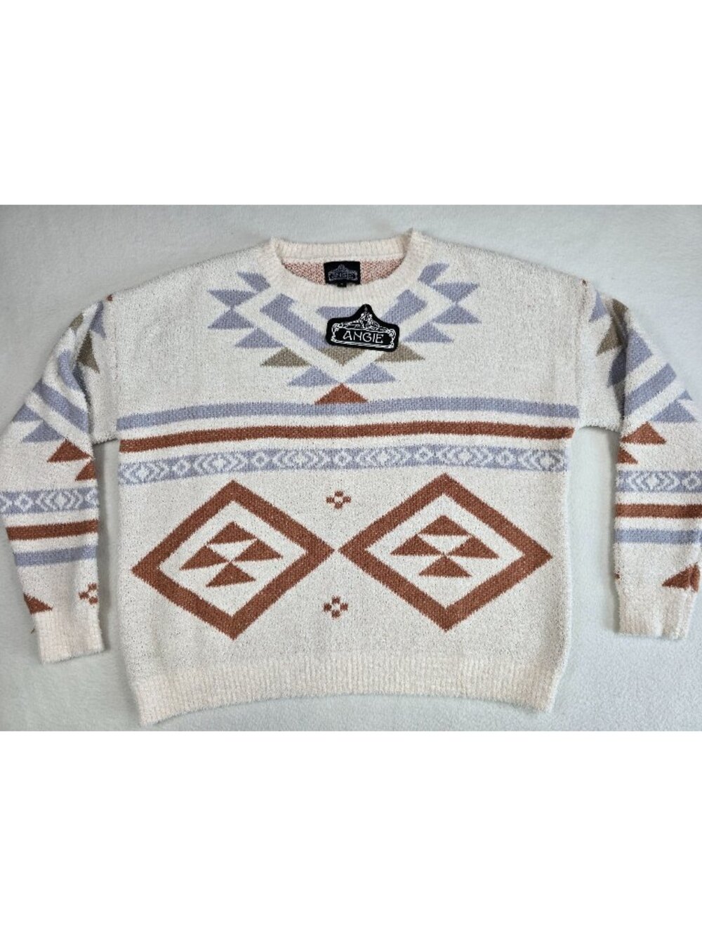 *NEW* Angie Womens Geometric Pattern Crewneck Sweater S